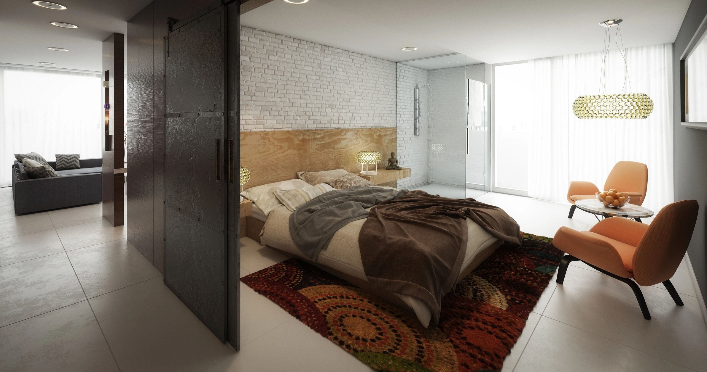 Stylish suite-style interior with contemporary furnishings