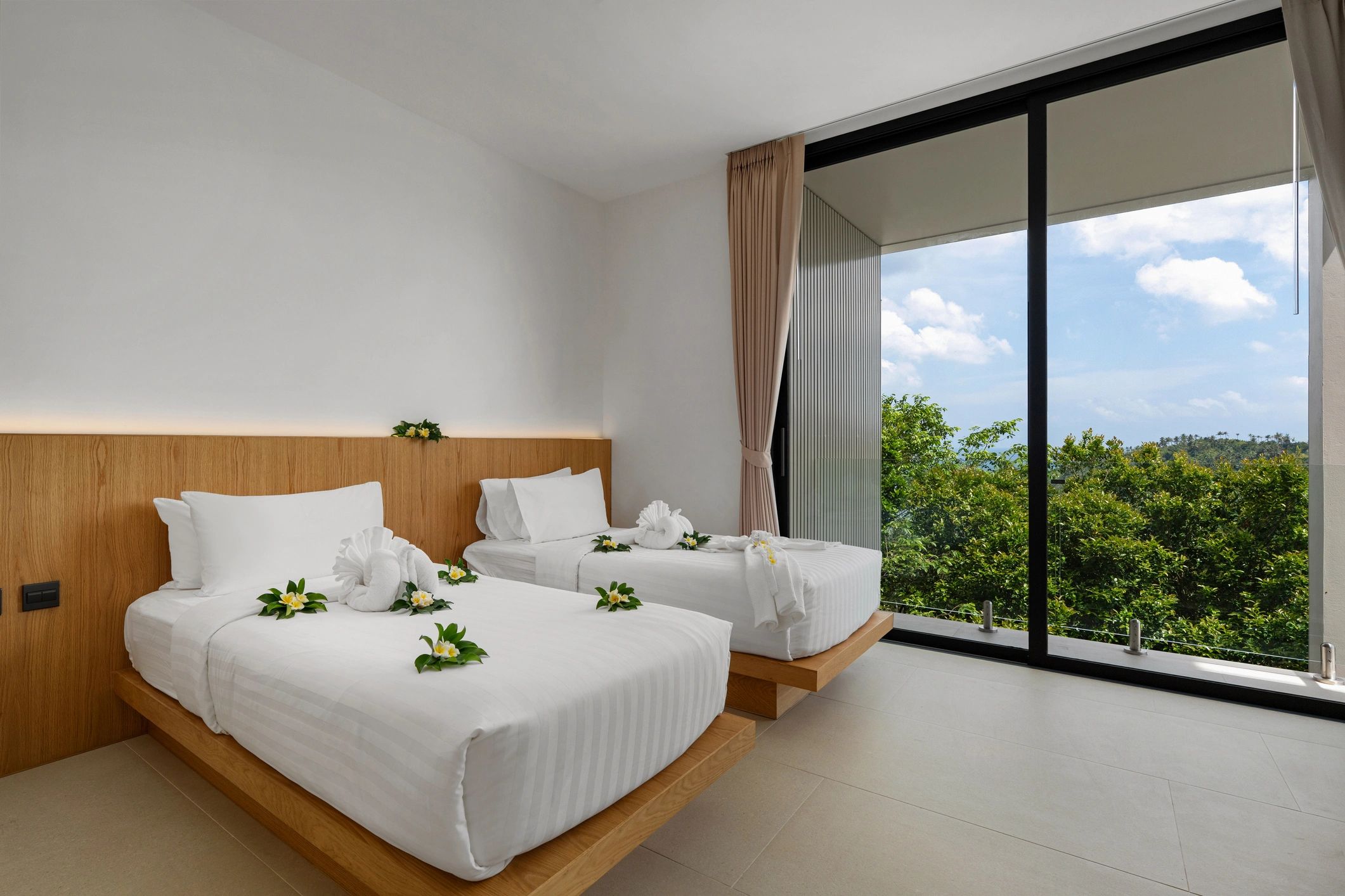 Twin bedroom suitable for family or group stays